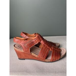 Taos Tradition Leather Woven Wedge. Sz 9.5